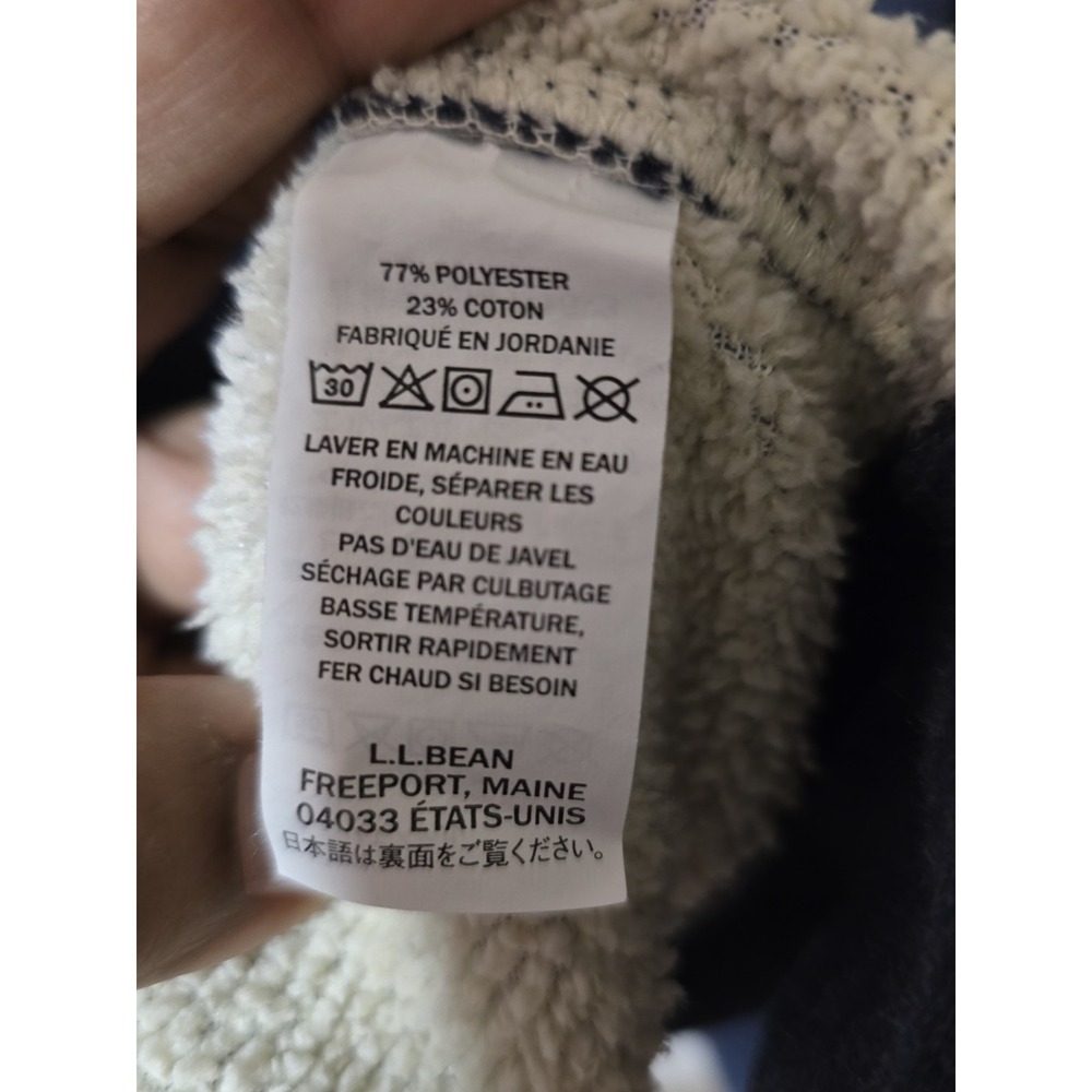 L.L. Bean Katahdin Iron Works Bonded Sweatshirt Mens M Navy Waffle Fleece Hooded - Picture 8 of 9